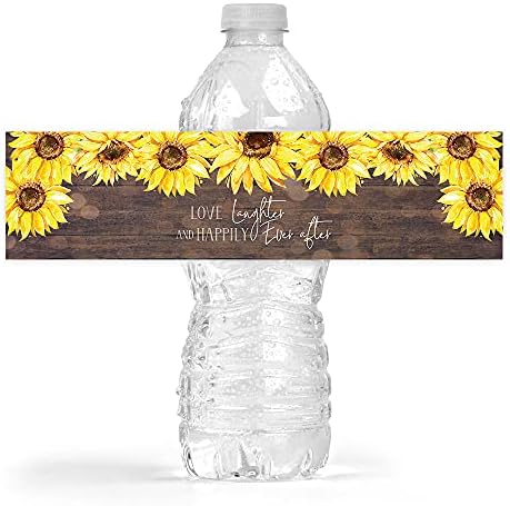 Main Event Prints Sunflower Wedding Bottle Wraps - 25 Rustic Labels