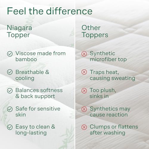 Ultra Soft Bamboo Mattress Topper for Back Pain Relief and Cool Sleep