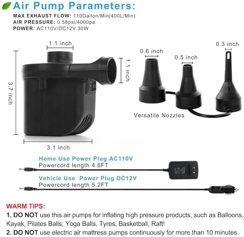 Newpol Electric Air Pump for Inflatable Beds and Pools