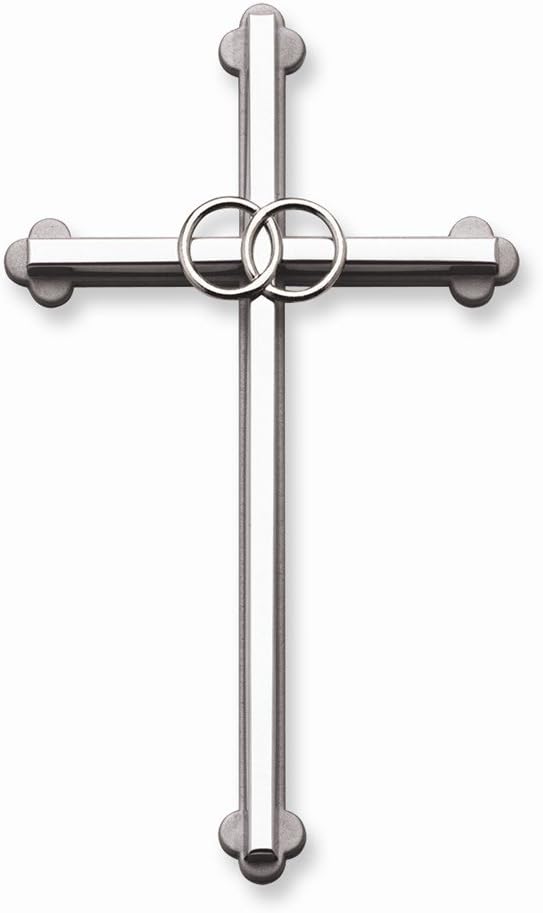 Cathedral Art Wedding Wall Cross with Entwined Rings