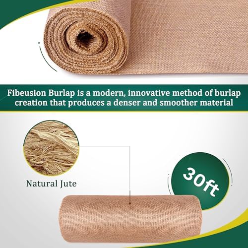 FIBEUSION Burlap Table Runner 6 x 30ft No-Fray Edge