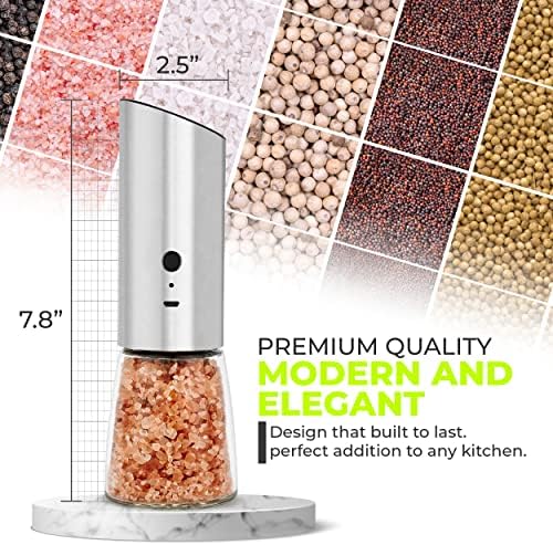 Rechargeable Salt and Pepper Grinder Set with Adjustable Coarseness