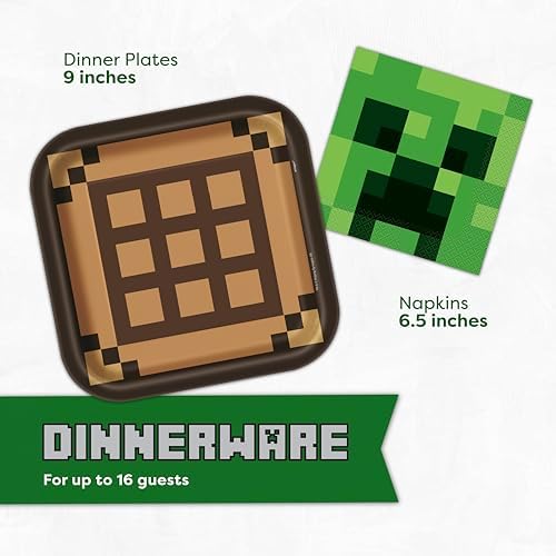 Minecraft Birthday Decorations Set for 16 Guests