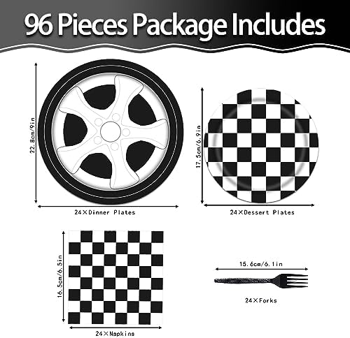 Poqirzan 96PCS Race Car Party Tableware Set