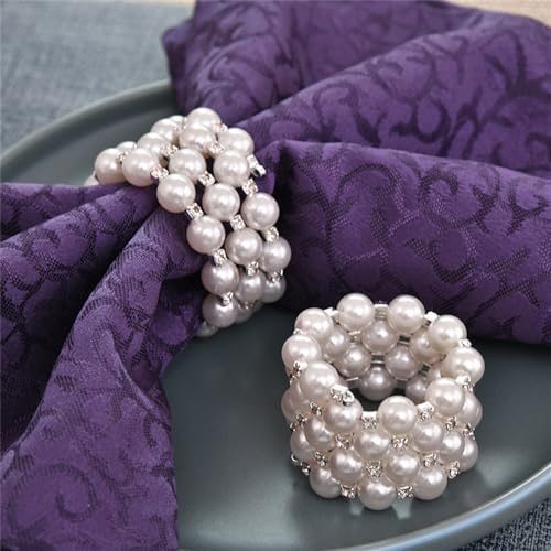 Pearl Napkin Rings Set of 6 for Farmhouse and Events