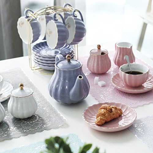 Sweejar Porcelain Tea Set British Royal Series 8 OZ Pink