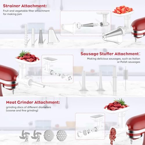 HOZODO Fruit Veg Strainer Meat Grinder for Kitchenaid Mixers