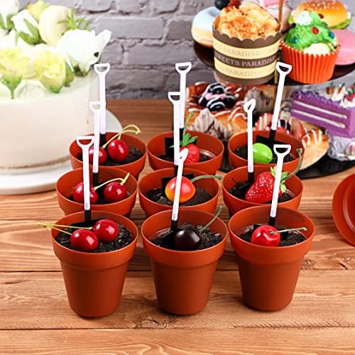 Patelai 50 Set Flowerpot Cake Cups with Shovel Spoons