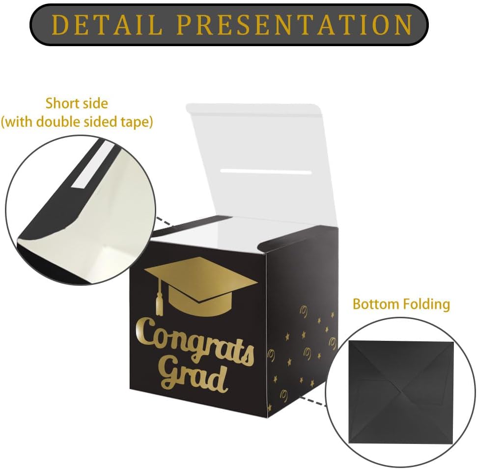 Graduation Card Box Holder Black Foldable