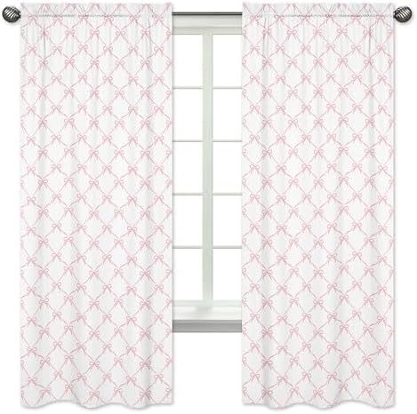 Sweet Jojo Designs 2 Panel Window Curtains 84in Pink Bows