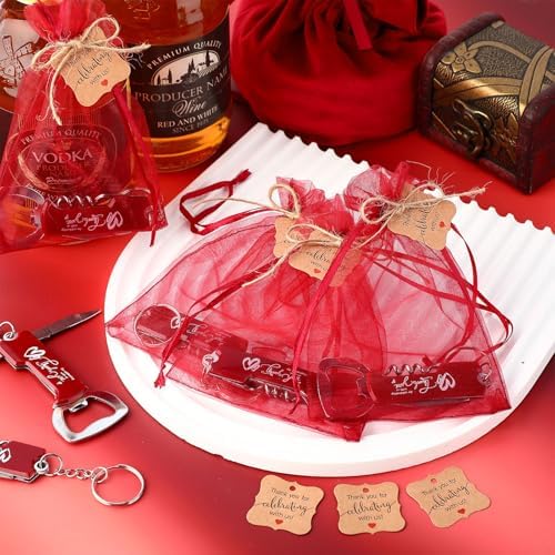 Vesici 24 Piece Wedding Favors Bottle Opener Keychains Set