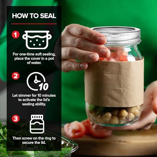 48 Piece Canning Lids with Rings for Mason Jars