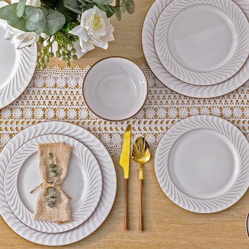 GBHOME Ceramic Dinnerware Set 12 pcs Elegant Plates Bowls
