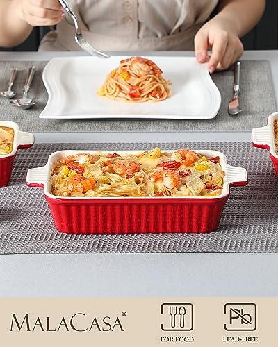MALACASA Porcelain Bakeware Set of 4 Red Sizes