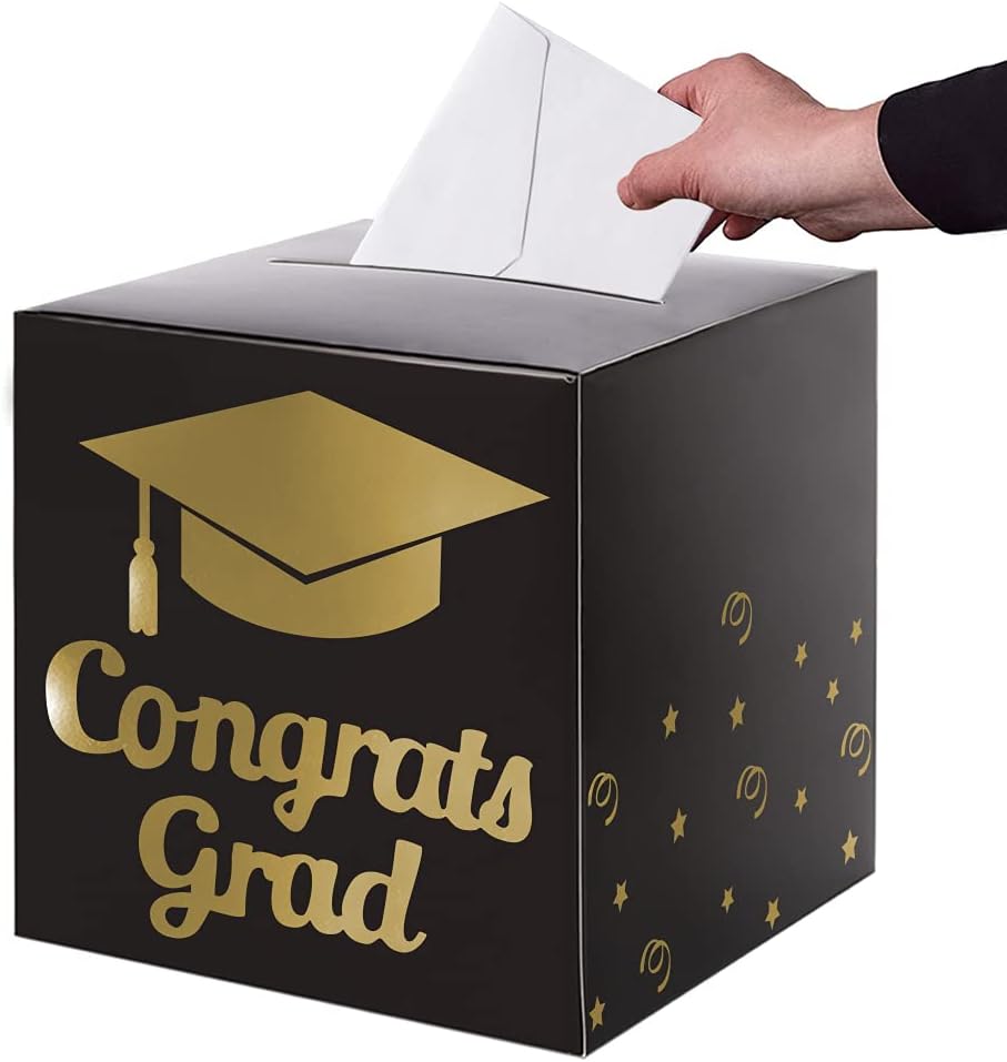 Graduation Card Box Holder Black Foldable