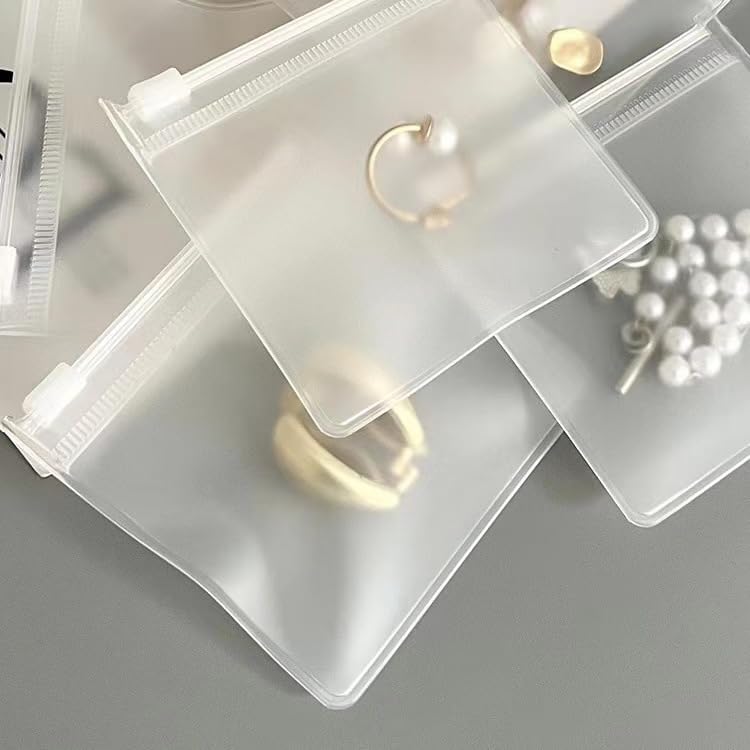 Customizable Matt Frosted Jewelry Bags with Slider Zipper 50PCS