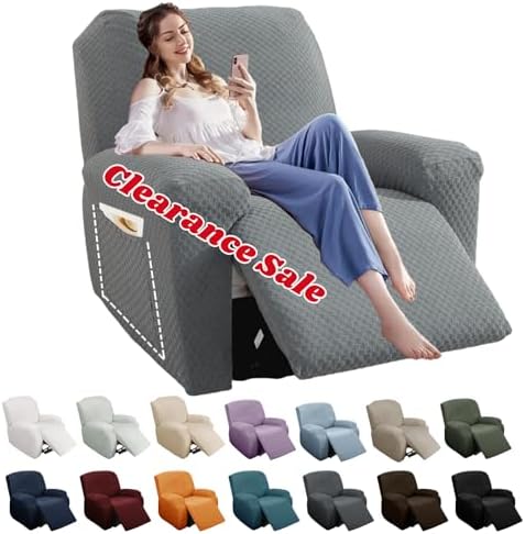 YEMYHOM 4 Piece Stretch Recliner Slipcover with Side Pocket