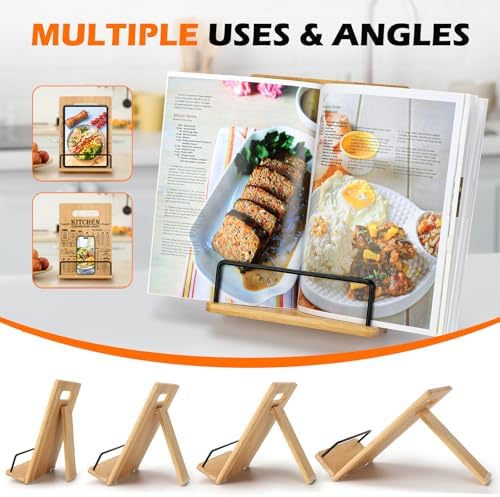 Bamboo Cookbook Stand for Kitchen Counter