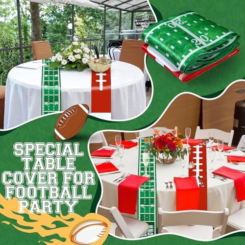 12 Pcs Football Themed Table Runners for Game Day Parties