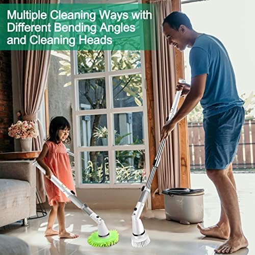 Electric Spin Scrubber with 6 Replaceable Heads and Adjustable Handle
