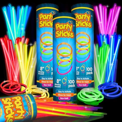 PartySticks 300 Ultra Bright Glow Sticks Jewelry Bulk Party Favors