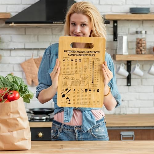 Bamboo Cutting Board with Conversion Chart and Cookbook Stand