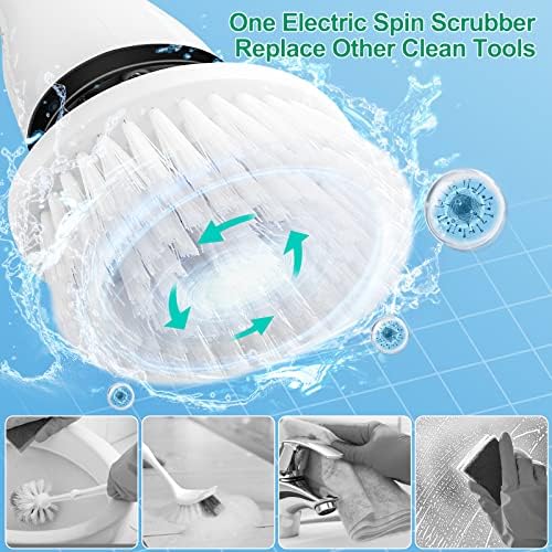 Electric Spin Scrubber with 6 Replaceable Heads and Adjustable Handle