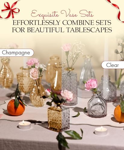 Premium Heirloom Hills Bud Vases Set of 30 with Gold Rims