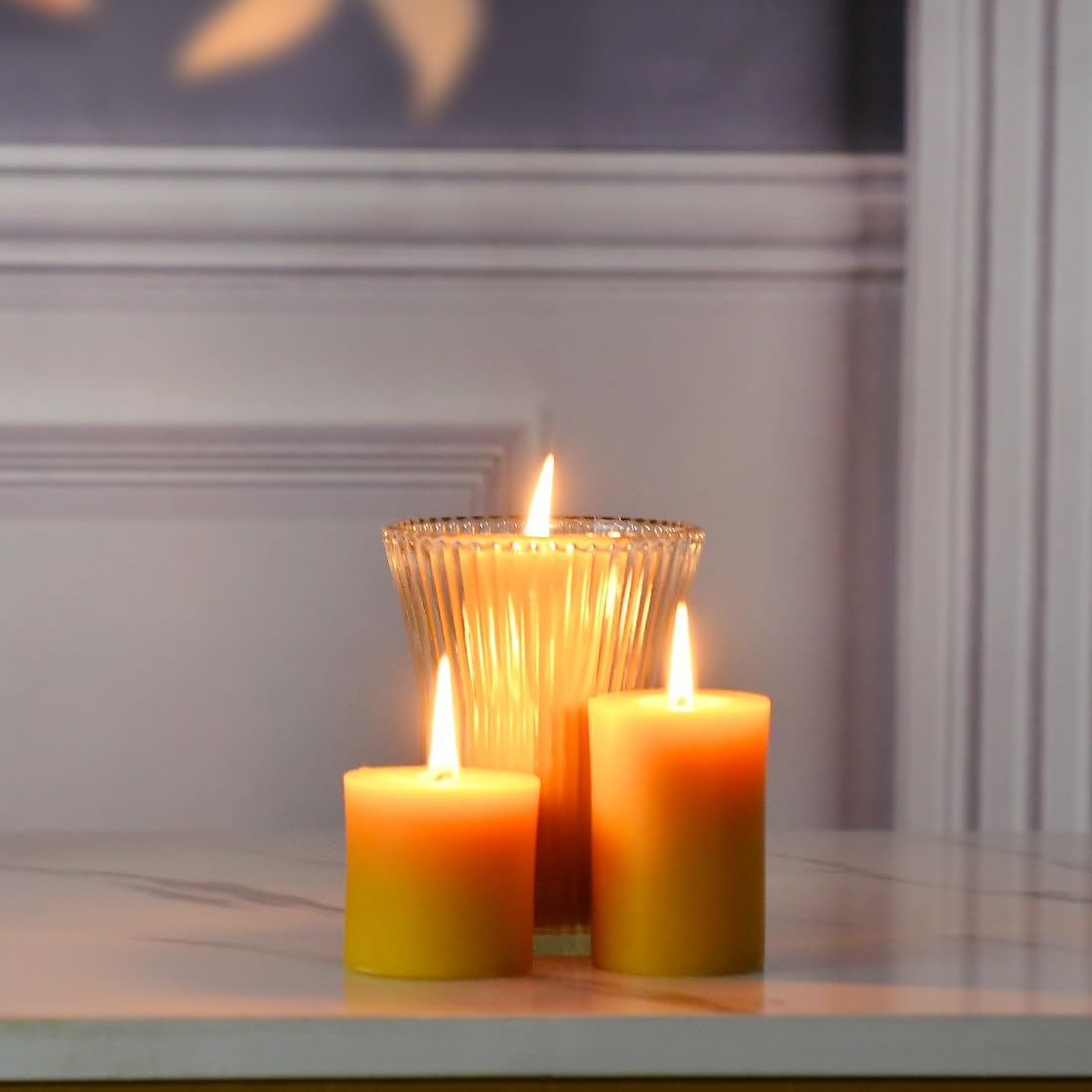 DEYBBY Natural Beeswax Pillar Candle Set 2 Pack Brown Raw