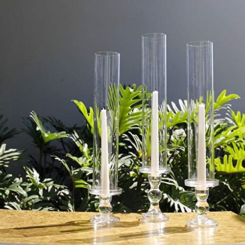 CYS EXCEL 6-Piece Clear Glass Hurricane Candle Holder