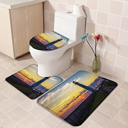 YESOF66 3 Piece Bathroom Rug Set with Non-Slip Design