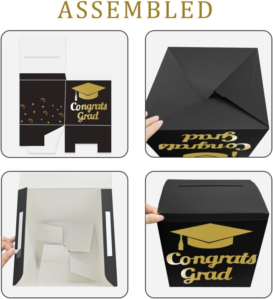 Graduation Card Box Holder Black Foldable