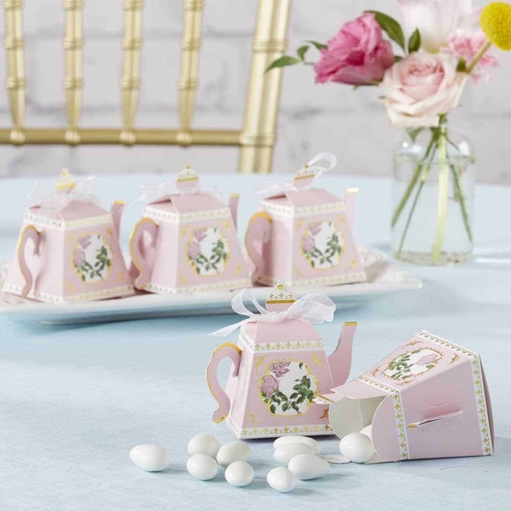 Kate Aspen Tea Party Favor Box Set of 24 Pink Gold Foil