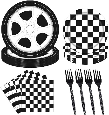 Poqirzan 96PCS Race Car Party Tableware Set