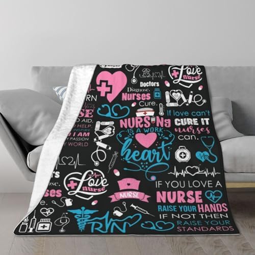 Funny Nurse Gifts for Women Soft Flannel Blanket