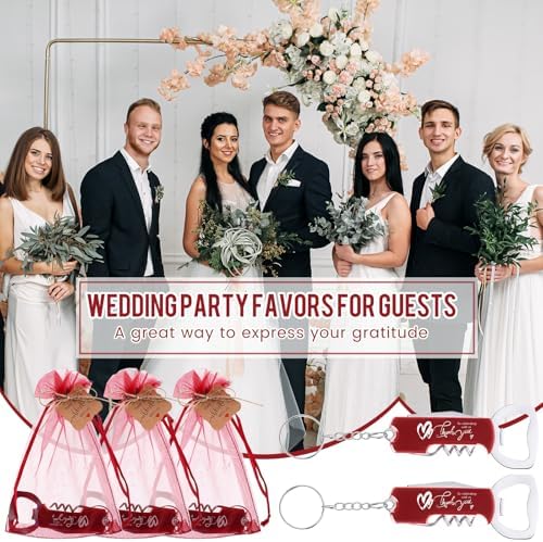 Vesici 24 Piece Wedding Favors Bottle Opener Keychains Set