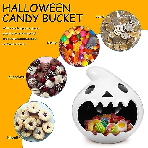 Halloween Candy Bowl Ghost Shaped Ceramic Candle Holder