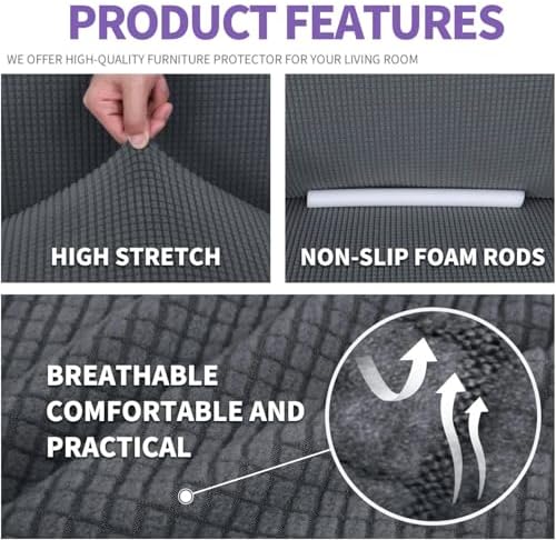 ZNSAYOTX Super Stretch Couch Cover Universal Fit for 3 Cushion Couch
