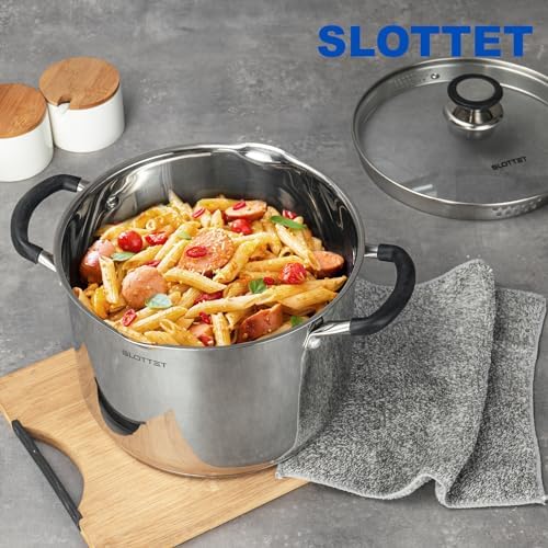 8 Quart Stainless Steel Stock Pot with Strainer Glass Lid