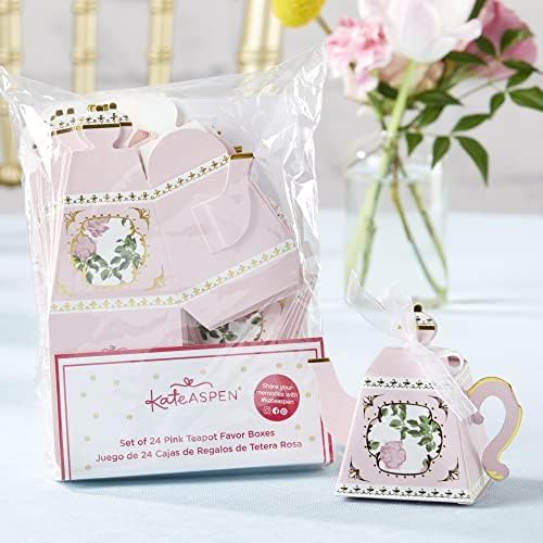 Kate Aspen Tea Party Favor Box Set of 24 Pink Gold Foil