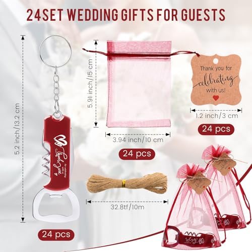 Vesici 24 Piece Wedding Favors Bottle Opener Keychains Set