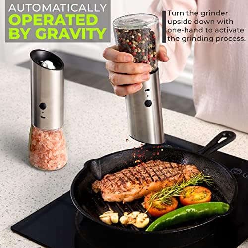 Rechargeable Salt and Pepper Grinder Set with Adjustable Coarseness
