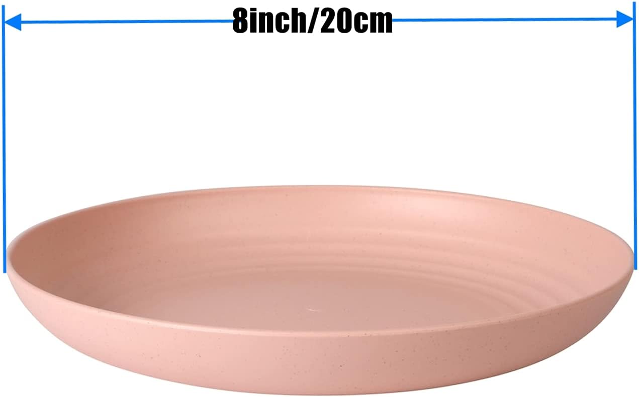 WANBY Lightweight Wheat Straw Plates Unbreakable Dinnerware Set 8 Pack