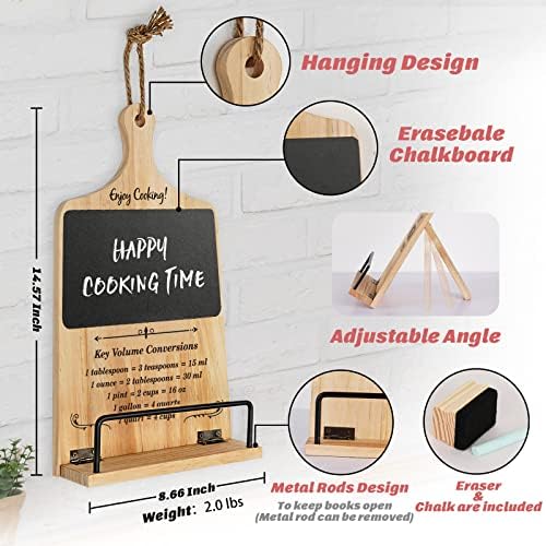 Stylish Cookbook Stand with Chalkboard Eraser