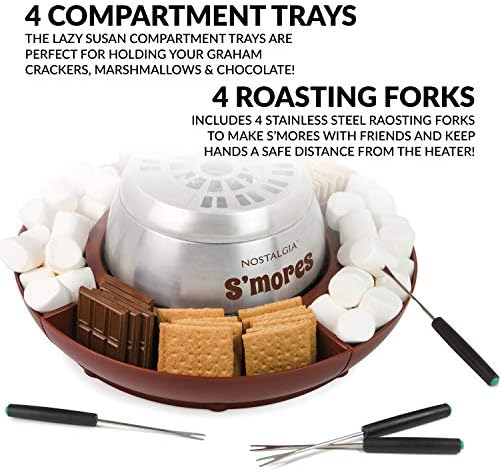 Nostalgia Indoor Electric Smores Maker - 4 Trays and Roasting Sticks