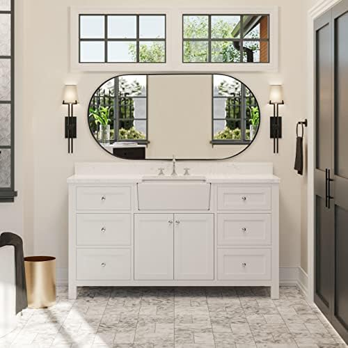 TEHOME Brushed Gold Oval Wall Mirror 20x40 Inch