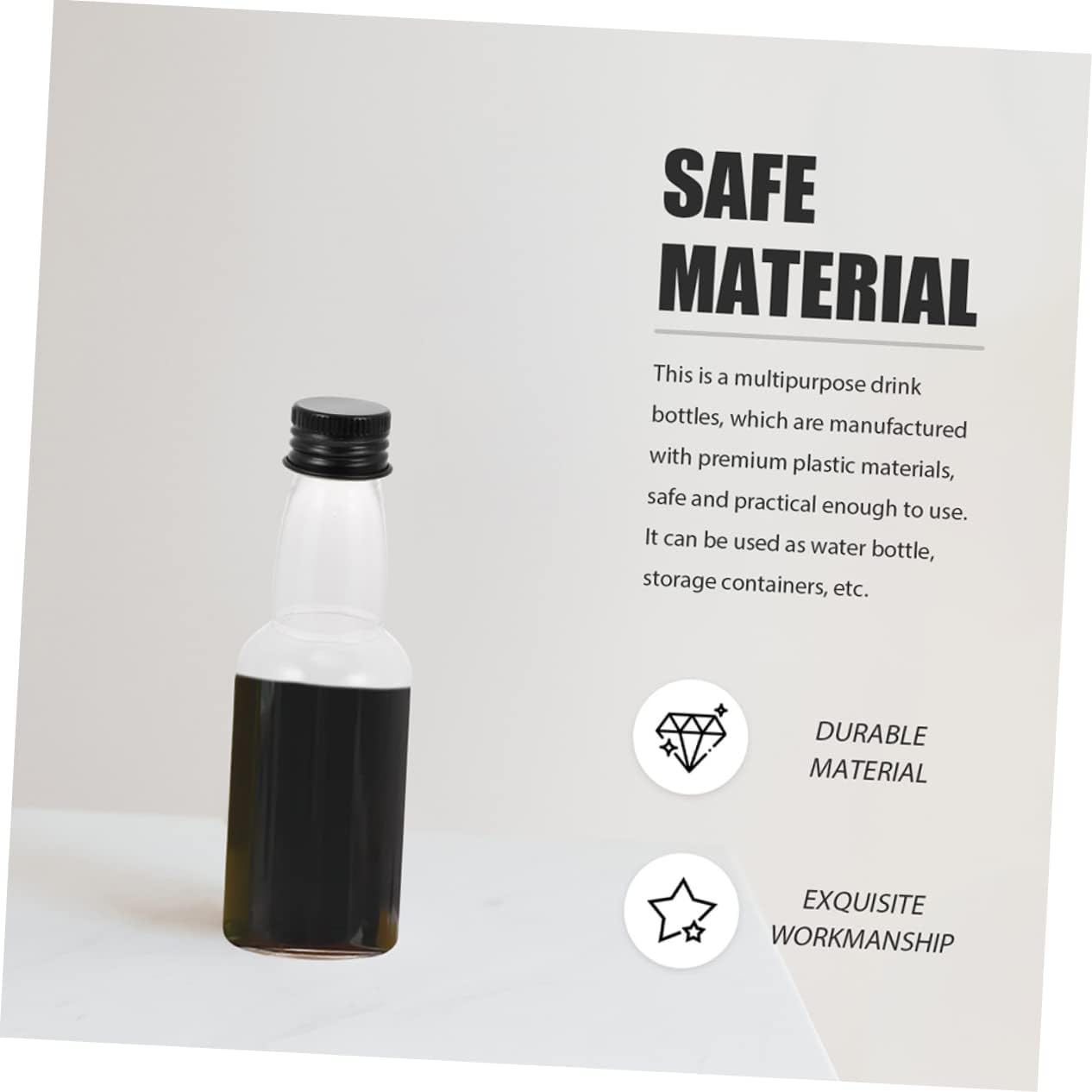 50pcs Clear Glass Shot Bottles with Caps for Home Brewing
