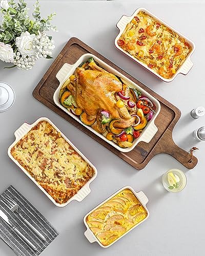 MALACASA Porcelain Bakeware Set of 4 Red Sizes