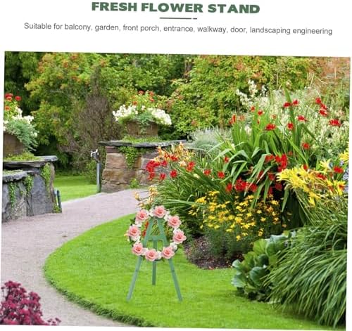 Happyyami Fresh Flower Stand for Funeral Wreaths Adjustable Tripod Rack