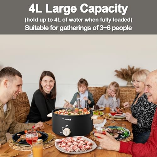TOPWIT 4L Electric Hot Pot with Non-Stick Coating